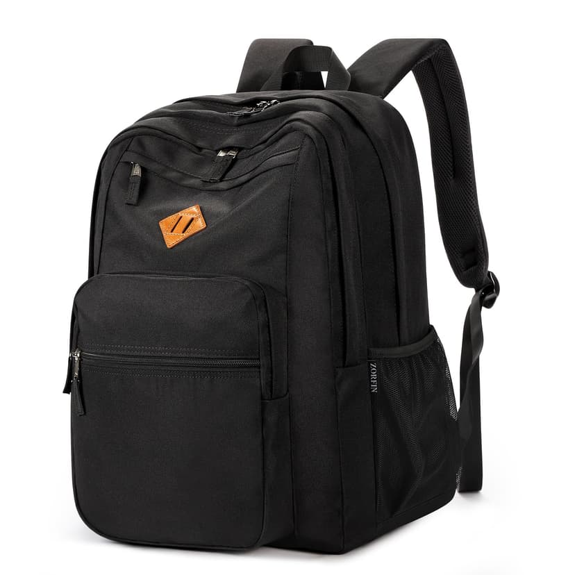 ZORFIN 26L Black Backpack for College, and Travel: Water Resistant Bookbag