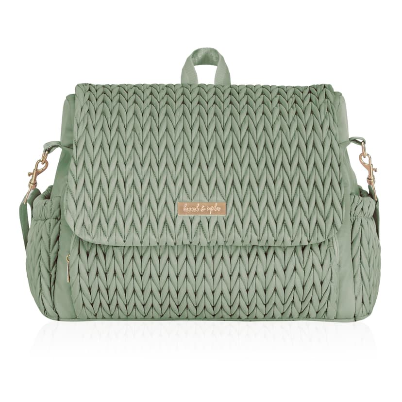 Hannah & Sophia Belle Convertible Baby Diaper Backpack & Bag in Sage Green, Large Size, Dual Sided Water Resistant Changing Mat Included, Detachable Shoulder Straps, Easy To Use