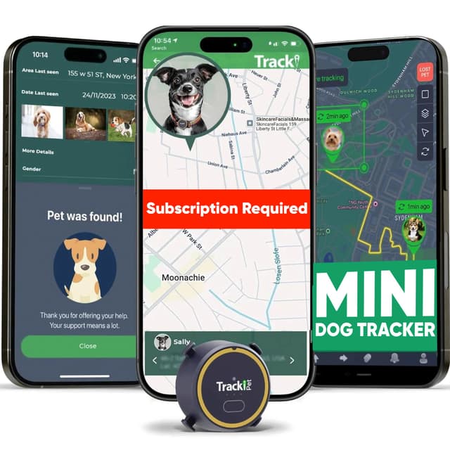 Tracki Dog GPS Tracker – Real-Time Dog Tracker & Pet Tracker – GPS Tracker for Dogs – Smart Alerts, Geo-Fence, Waterproof, Collar-Compatible – Long-Life Battery – iOS & Android (Subscription Required)