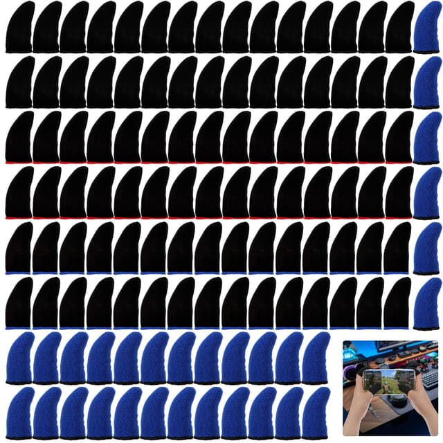 YUXIANLB 120 Pieces Finger Sleeves for Gaming, Colored Thumb Sleeve Mobile Game Controller Finger Cover Anti Sweat Breathable Seamless Touchscreen Silver Fiber for Mobile Phone Game (Style 2)