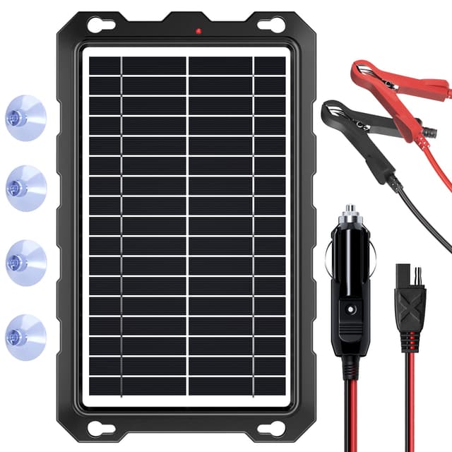 SUNAPEX 12V Solar Battery Charge: 10W Waterproof Portable Solar Panel Kit - Battery Maintainer Trickle Charger - with Upgrade Built in Charge Controller for Car Boat RV Trailer Automotive Motorcycle