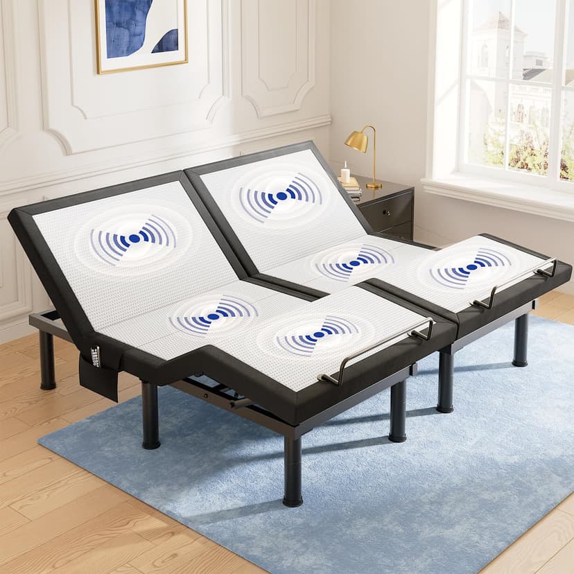 Tami Tami T600 Adjustable Bed Frame Split King Size with Remote & Massage - Syncable Electric Beds Bases, Zero Gravity, Dual Side USB, Nightlight, Quiet Motor, 5 Min Easy Assembly
