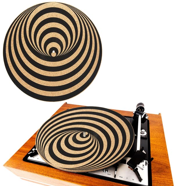 Briwooody Cork Turntable Mat/3mm Thick for Better Sound Support on 11.8 Inches Vinyl LP Record Player Turntable Slipmat Psychedelic Geometric for Vinyl Record(Spiral Art)