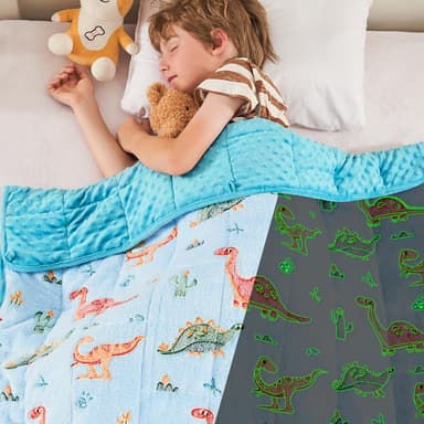 yescool Weighted Blanket 3 Pounds Weighted Lap Blanket, Glow in The Dark Dinosaur Heavy Blankets, Warm Minky Weighted Throw Blanket Gift for 20-40lbs, 36"x48"