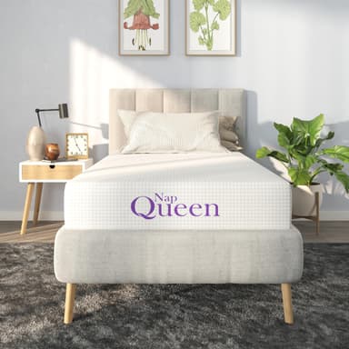 NapQueen 8 Inch Twin Size Mattress, Bamboo Charcoal Memory Foam Mattress, Bed in a Box