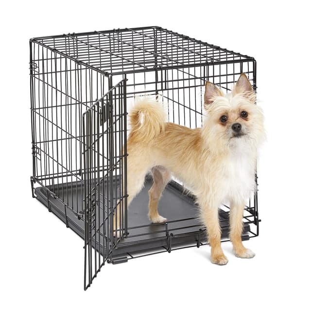 MidWest Homes for Pets 24-Inch iCrate for Small Breeds, 12-20 lbs, Single Door Folding Dog Crate with Divider Panel, Leak-Proof Tray & Secure Latch, Portable, Durable & Easy to Assemble