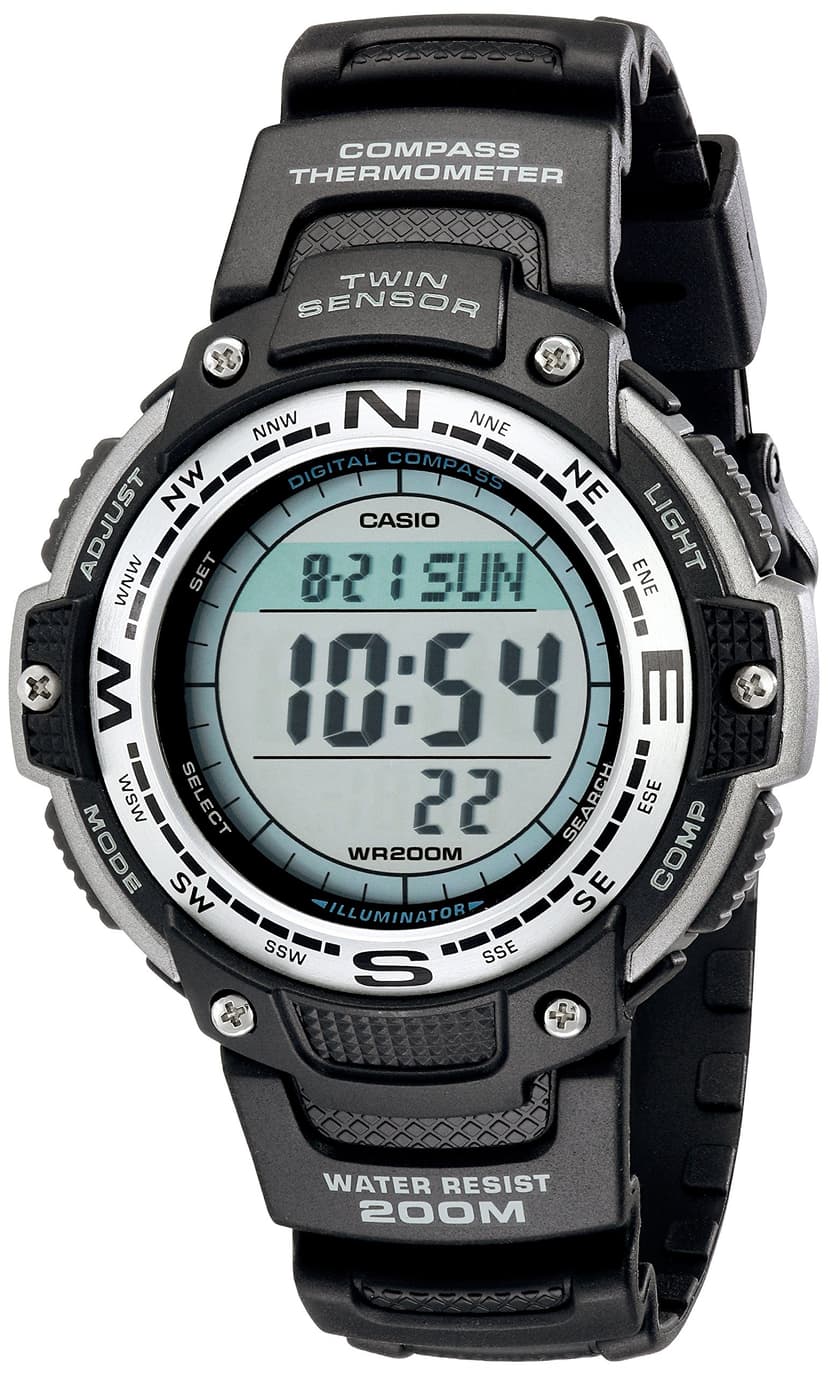 Casio SGW100 Series | Digital Watch & Compass | Black | 200M WR | 100 SEC Stopwatch | Twin Sensor for Direction & Temperature | Low Temp Resistant | World Time | Auto Calendar | Multi Alarm