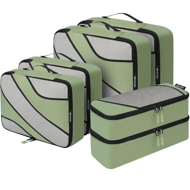BAGAIL 6 Set Packing Cubes,Travel Luggage Packing Organizers (6Set MatchaGreen)
