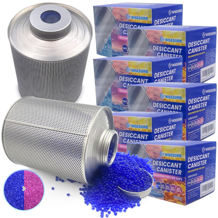 Wisesorb 800 Gram Gun Safe Dehumidifier, 6 Pack of 1.77 LBS Rechargeable Dehumidifier Blue to Pink Silica Gel Desiccant Moisture Absorbers, Dehumidifiers for Room, Bedroom, Safe, Closet, Bathroom, Car
