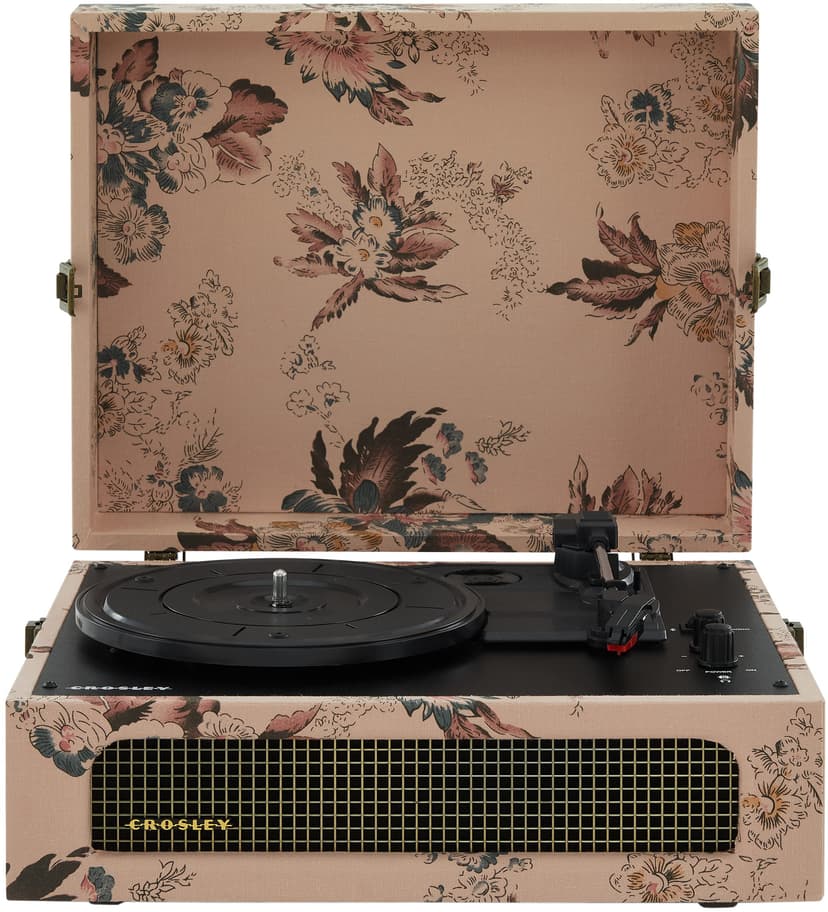 Crosley CR8017B-FL Voyager Vintage Portable Vinyl Record Player Turntable with Bluetooth in/Out and Built-in Speakers, Floral