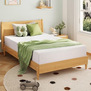 EGOHOME 8 Inch Twin Mattress, Memory Foam Mattress with Cooling Green Tea Gel, Relieve Pressure with Medium Firm Support, CertiPUR-US Certified, 75''L x 38''W, White