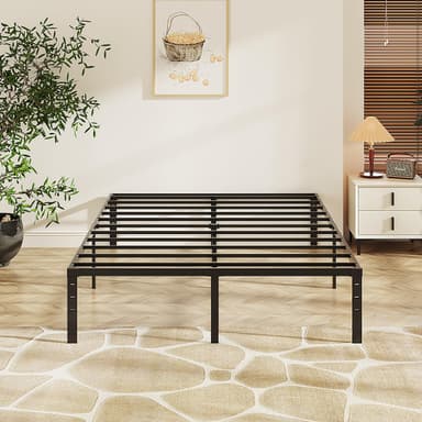 VINGLI 12 Inch Full Bed Frame, Heavy Duty Metal Platform, No Box Spring Needed, Steel Slat Support, Easy Assembly, Noise-Free, 10.4 inch Underbed Storage Space, Black