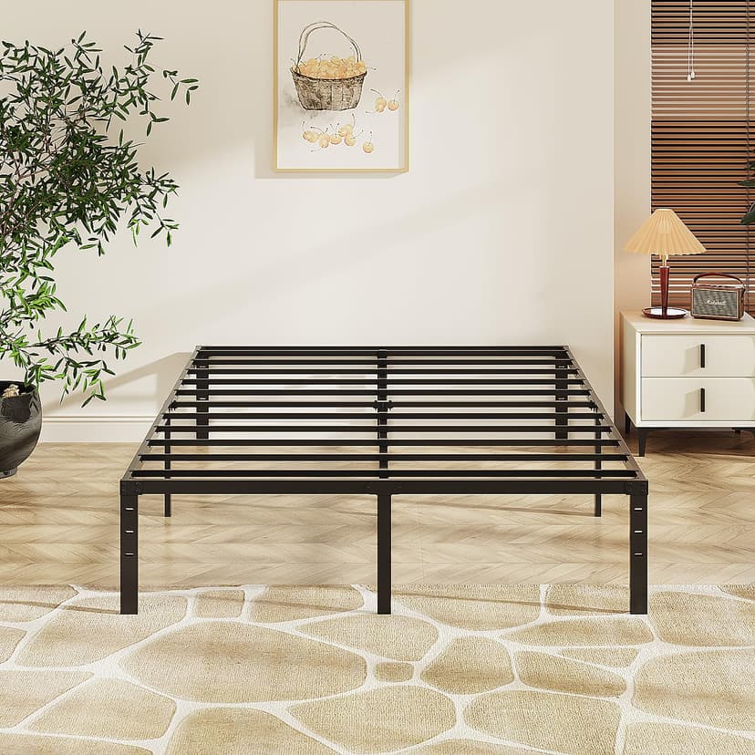 VINGLI 12 Inch Full Bed Frame, Heavy Duty Metal Platform, No Box Spring Needed, Steel Slat Support, Easy Assembly, Noise-Free, 10.4 inch Underbed Storage Space, Black