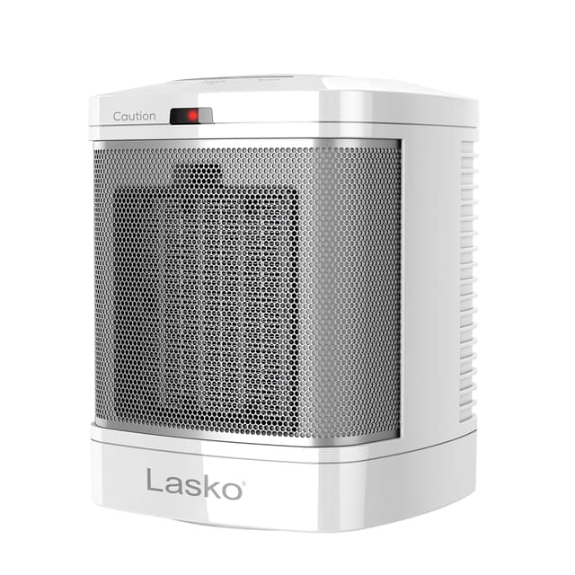 Lasko Portable Electric Ceramic Space Heater with ALCI Plug for Bathroom Use, 2 Heat Settings and Simple Heat Button, 8 Inches, White, 1500W, CD08200