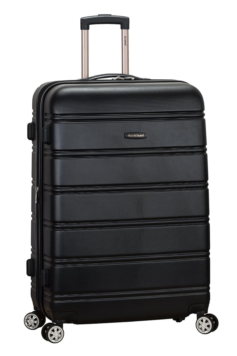 Rockland Melbourne Hardside Expandable Spinner Wheel Luggage, Black, Checked Large 28"