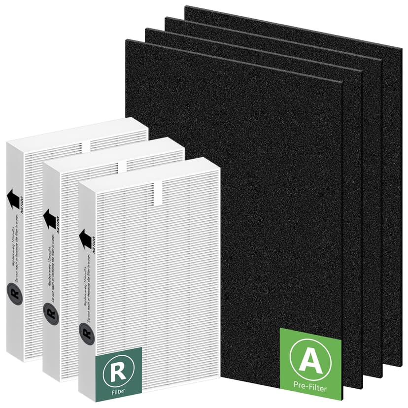 HPA300 HEPA Filter Replacement for Honeywell HPA300 Series Air Purifiers HPA300, HPA300VP, HPA304, HPA3300, Replace HRF-R3 (3 Ture HEPA R Replacement Filter + 4 Activated Carbon Pre-Filter) by Funmit