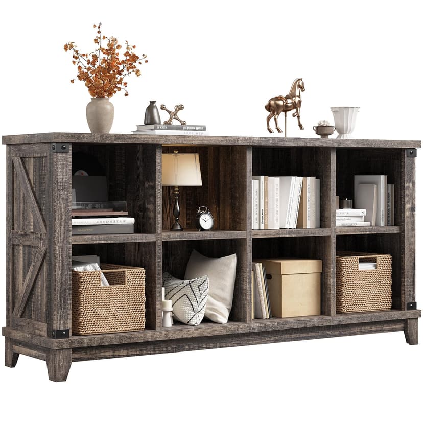 EnHomee 8 Cube Storage Organizer and Shelves, Cube Shelf Bookshelf for Home and Bedroom, Black Oak