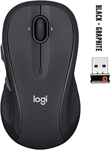 Logitech M510 Wireless Mouse, 2.4 GHz with USB Unifying Receiver, 1000 DPI Laser-Grade Tracking, 7-Buttons, 24-Months Battery Life, PC/Mac/Laptop - Graphite