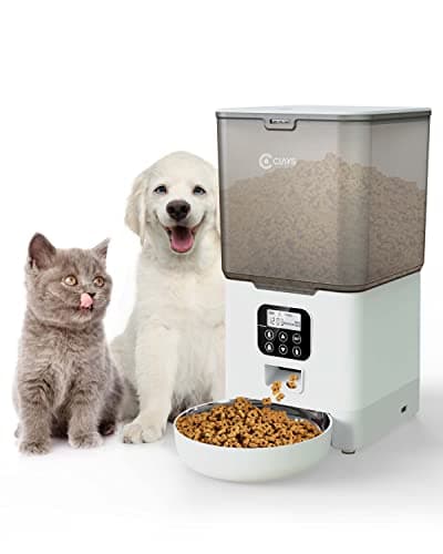 Ciays Automatic Cat Feeder, 5.6L, Control 4 Meals Per Day, Pet Dry Food Dispenser, Dual Power Supply & Voice Recorder, White