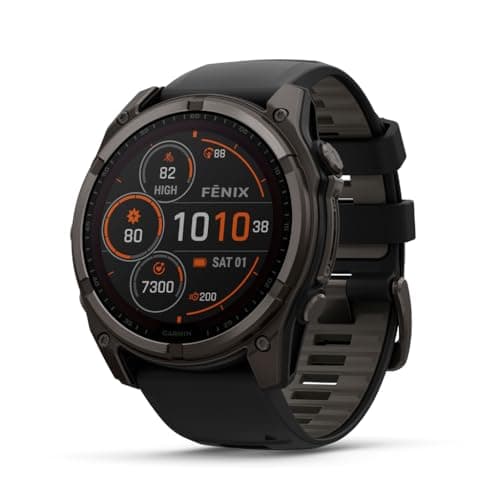Garmin fēnix® 8 – 51 mm, Solar,Sapphire, Premium Multisport GPS Smartwatch, Connect,Long-Lasting Battery Life, Dive-Rated,Built-in LED Flashlight,Carbon Gray DLC Titanium with Pebble Gray Band