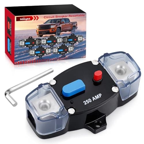 Nilight Circuit Breaker 250 Amp with Manual Reset 12V-42V Overload Protection Resettable Switch Trolling Motor Auto Car Stereo Audio Inline Fuse Block Holders Inverter for Automotive RV Marine Boat