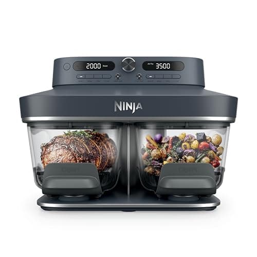 Ninja Crispi DualZone 6-in-1 Glass Air Fryer | With Nontoxic, 2x 4qt Containers & Lids | Microwave, Freezer, Dishwasher Safe | 450°F Max Temp | 1785 Watt | Cyberspace | DD101BL1