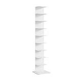 Metal Bookshelf Tower, Modern Open Vertical Bookcase, Narrow Floor Standing Organizer, Invisible Floating Storage Rack, Ideal Display Shelf for Small Spaces