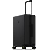 LEVEL8 Hard Shell Carry on Luggage Airline Approved, Carry-on Suitcases with Wheels, Lightweight Luminous Textured Hardside Travel Bag with Tsa Lock, 20 Inch, Black