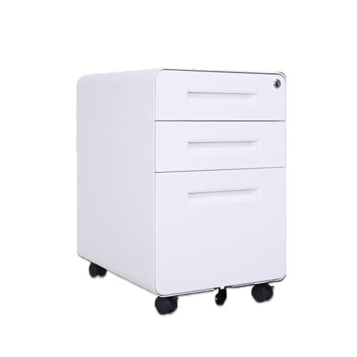 7UOYVBLNRSJM File Cabinet Solid Color Office Storage Low Cabinet File Steel with Lock Data Round Corner(White)