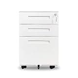YXEDPBF 3 Drawer Mobile File Cabinet with Lock Metal Desktop Storage Box Organizer for A4 Receipts Anti Tip Design for Office and Home Office (D)