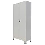 KHNLGFR Steel Filing Cabinet 35.4x15.7x70.9 Inches, Lockable Office Cabinet with 2 Doors and 4 Adjustable Shelves, Gray
