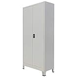 KHNLGFR Steel Filing Cabinet 35.4x15.7x70.9 Inches, Lockable Office Cabinet with 2 Doors and 4 Adjustable Shelves, Gray