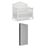Bundle of Evolur Aurora 5-in-1 Convertible Crib in Frost White & Premium Airlay Crib Mattress – Luxury Nursery Sleep Set | Dual-Sided, Greenguard Gold Certified