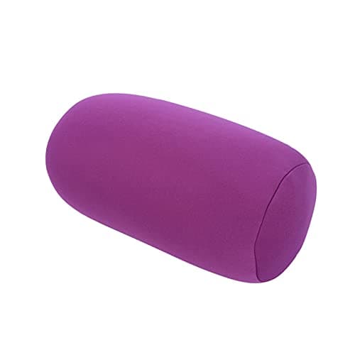 FTVOGUE Microbead Roll Pillow Neck Support Cushion for Travel Home Sofa Bed with Soft Stretchy Polyester Cover 6 Colors (Purple)