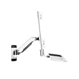 Eoweiot Monitor Stand- White Wall-Mounted Single Arm Dual Monitor Bracket for Screen 15-27 Inches with Keyboard and Mouse Tray Engineering