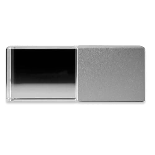 Servitae 128GB Crystal LED Illuminated USB Flash Drive, USB 3.2 Gen 1, Shockproof, Silver, with Metallic Case (Purple)