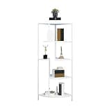 CFGH6FDF Vertical Corner Minimalist Open Bookshelf Iron Multi-Tier Shelving Unit for Living Room Office Freestanding Book Shelf(White)