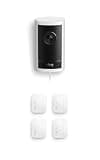 Ring Outdoor Cam Pro (newest model), White with 4 Window and Door Sensors (newest model)