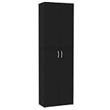 HGKMBRY Black Office Cabinet 23.6x12.6x74.8 Inches Engineered Wood Filing Cabinet with Two Doors and 5 Shelves for Office Storage