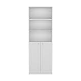 agnixnaf Bookcase 5 Tier Dual-Door, White Bookshelves Storage Organizer, Modern Corner Display Rack for Bedroom, Living Room, Study Room, Home Office, 11.77 * 24.72 * 71.1