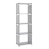 Yykniey 4 Tier Bookshelf, Tall Narrow Bookcase for Home Office, 49.2 Inch Open Storage Shelf for Books Magazines, Industrial Floor Shelf with Modern Design, Grey