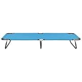 TUERYAFEK Folding Sun Lounger Turquoise Blue, 74.8 x 22.8 Inch Outdoor Lounger with Powder-Coated Steel Frame, Compact Foldable Design for Yard Beach Camping