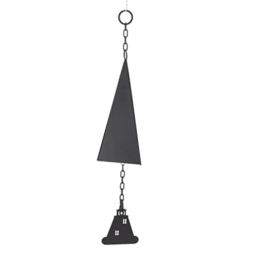 Rcniso Triangular Wind Chimes Pendant Yard Bell Decoration Black Iron Spray Paint with Hanging Ring