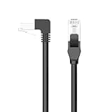 Sanoolir Ethernet Cable (2 Pack), 90 Degree Right Angle UP CAT6A RJ45 LAN Network Patch Cord, SFTP Shielded Foil Twisted Pair, 10Gbps, 600Mhz (Black, 1.5FT)
