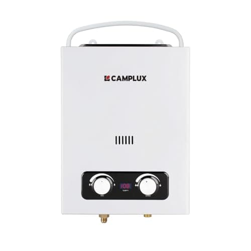Portable Water Heater, CAMPLUX 1.5 GPM Tankless Gas Water Heater, Outdoor Camping Water Heater Propane Shower, White