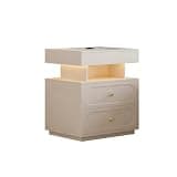 Floating 3-Drawer LED Smart Nightstand with Light
