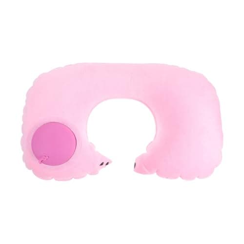 CHILDWEET Inflatable U-Shaped Neck Pillow, Press-inflate Design, Crystal Velvet Cover, Compact Travel Cushion for Airplane, Car, and Office Use, Unisex Comfort Support