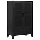 HKLGBVCR Industrial Black Steel File Cabinet with 3 Compartments and 2 Drawers, Mesh Doors Office Storage Cabinet with Name Tags, 29.5x15.7x47.2 Inches