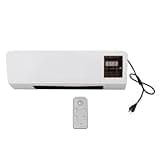 Luocute Wall Mounted Heating Machine, Dual Use Nature Fan and Heater, 3 Seconds Fast Heat Up, Low Noise, with Remote Control, for Home Bedroom and Camping (Without Print)