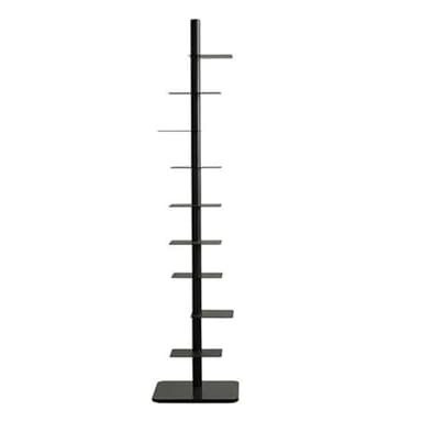 Metal Tower Bookcase, Vertical Spine Bookcase, 9-Tier Bookshelf, Tall Narrow Ladder Book Shelf, Corner Shelf for Small Space, Multipurpose Storage Rack Display Book Shelf for Home Office(Black)